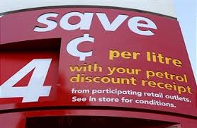 discount sign for 4 cents off petrol