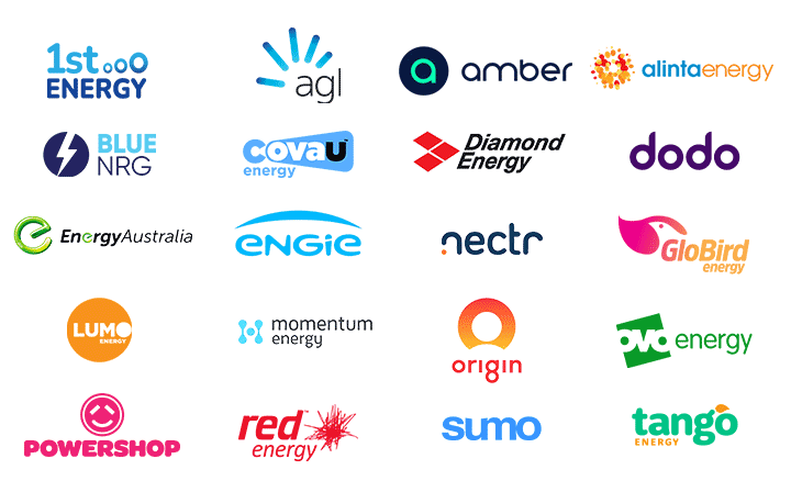 WATTever compares over 40 energy retailers including AGL, 1st Energy, ActewAGL, Alinta Energy, Amber, Blue NRG, CovaU, Diamond Energy, dodo, Energy Australia, Energy Locals, ENGIE, GloBird Energy, Kogan Energy, Lumo Energy, nectr, Origin Energy, OVO energy, Powershop, Red Energy, Sumo and Tango Energy.